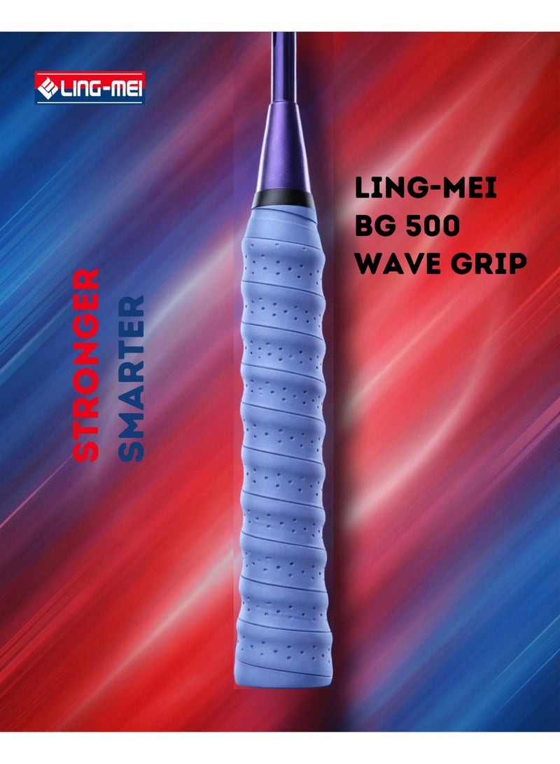LING-MEI BG 500 Sky Blue Racket Grip Single Wave – Anti-Slip, Comfortable & Durable Badminton Grip